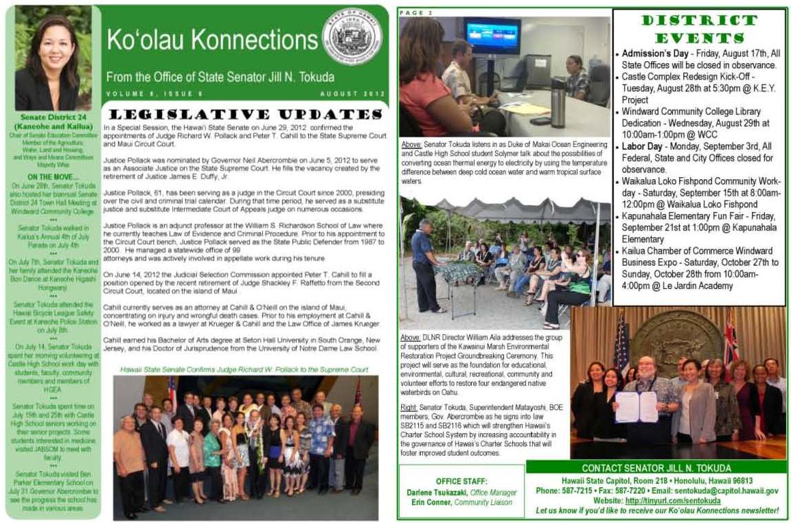 August 2012 Newsletter - Ko‘olau Konnections