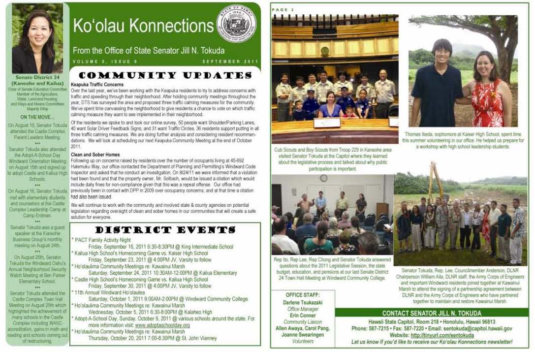 September 2011 Newsletter - Ko‘olau Konnections